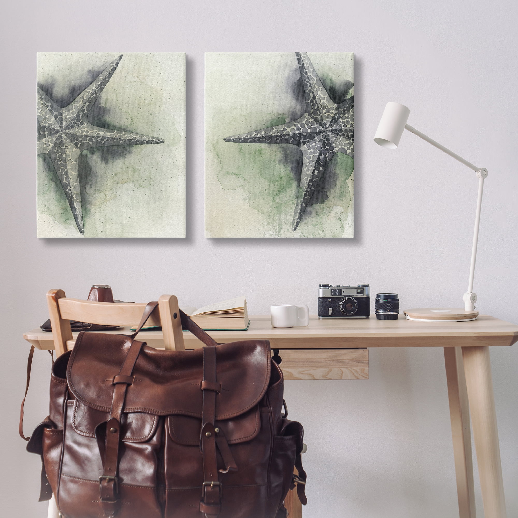 Stupell Industries Detailed Starfish Sand Beach Nautical & Beach Painting Wrapped Canvas Art Print Wall Art, 24 x 30, Set of 2
