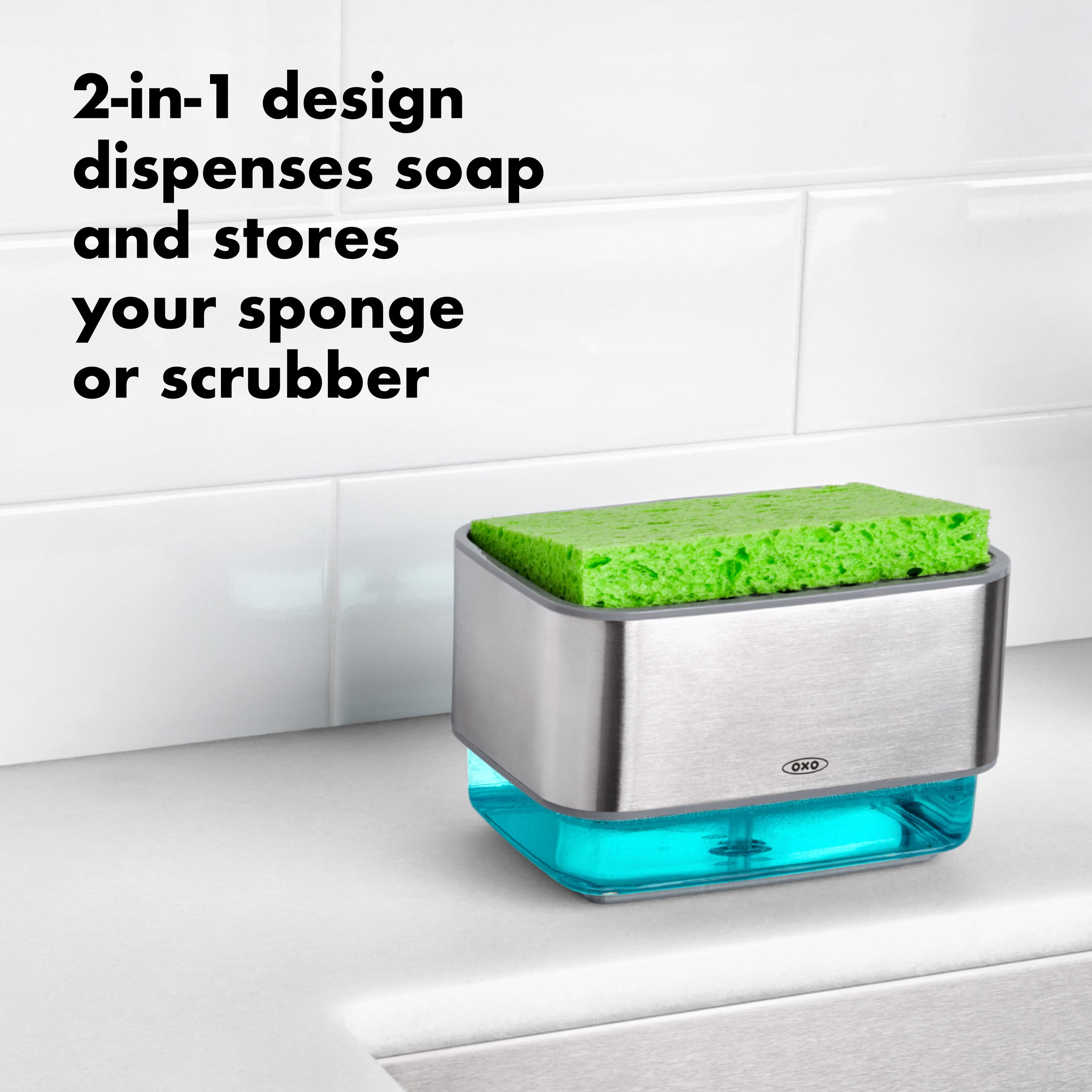 (3 pack) OXO Stainless Steel Soap Dispensing Sponge Holder