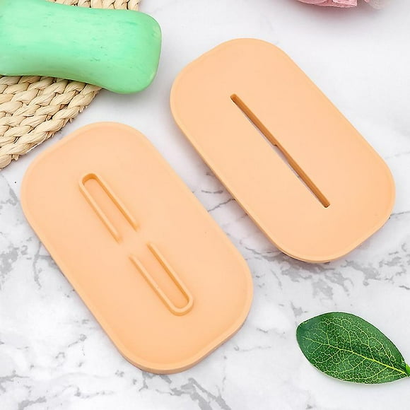 1 pc (Light Orange Double layer asphalt saponia Box single hand saponia Box inbox Creative bathroom soap holder small body soap box