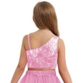 thumbnail image 2 of Nyeemya Girls Sparkly Sequin Sleeveless Summer One Shoulder Crop Tops for Party and Dance Wear Pink 16, 2 of 5
