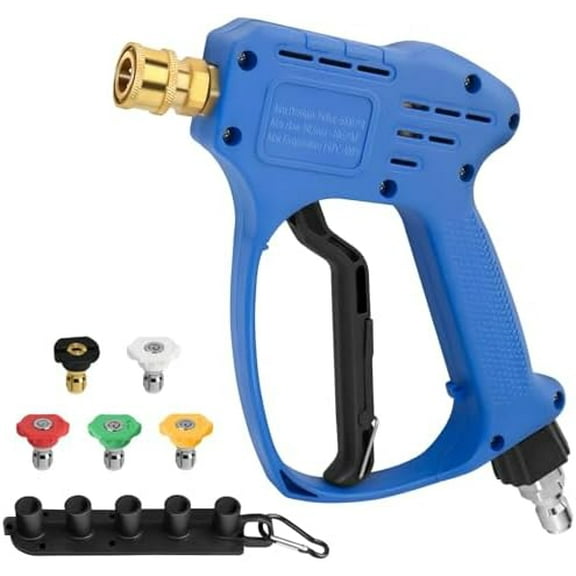 Short Pressure Washer Gun with Swivel, Power Washer Gun Handle with 1/4” Quick Connector Couple and 3/8" Male Plug - 5000 PSI 10 G.P.M$$Tools