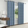 thumbnail image 5 of Aofoto Blue Plaid Blackout Curtains Thermal Insulated Curtain for Bedroom Living Room Darkening Window Drapes with Grommet, 42"Wx63"L, 2 Panels, 5 of 6