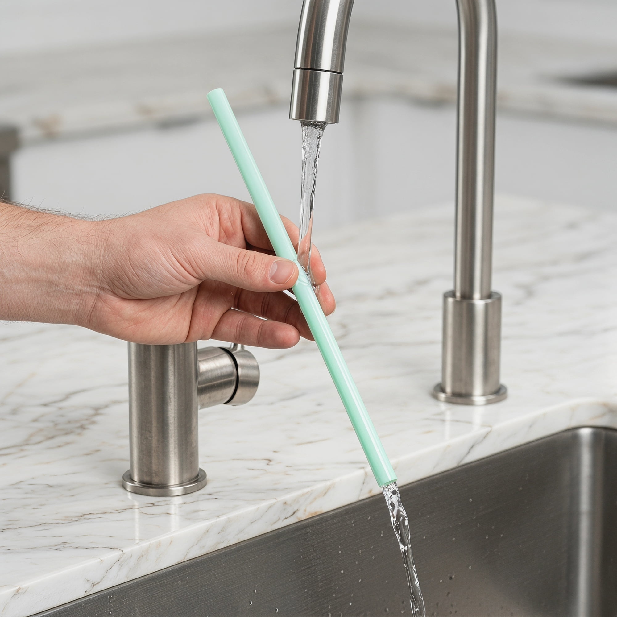 Unique Bargains 8Pcs Reusable Silicone Dishwasher Safe Long Drinking Straws Green A