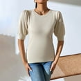 thumbnail image 5 of Njoeus Spring Tops for Women 2024 Puff Short Sleeve Sweaters Tops Crew Neck Pullover Tops Lightweight Knit Blouses Shirt Fall Tops, 5 of 9