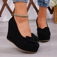 thumbnail image 5 of DIVVce Wedges Heels For Women Round Toe Platform Wedge With Bow Accent Slip On Footwear For Casual And Dressy Daily Occasions, 5 of 8