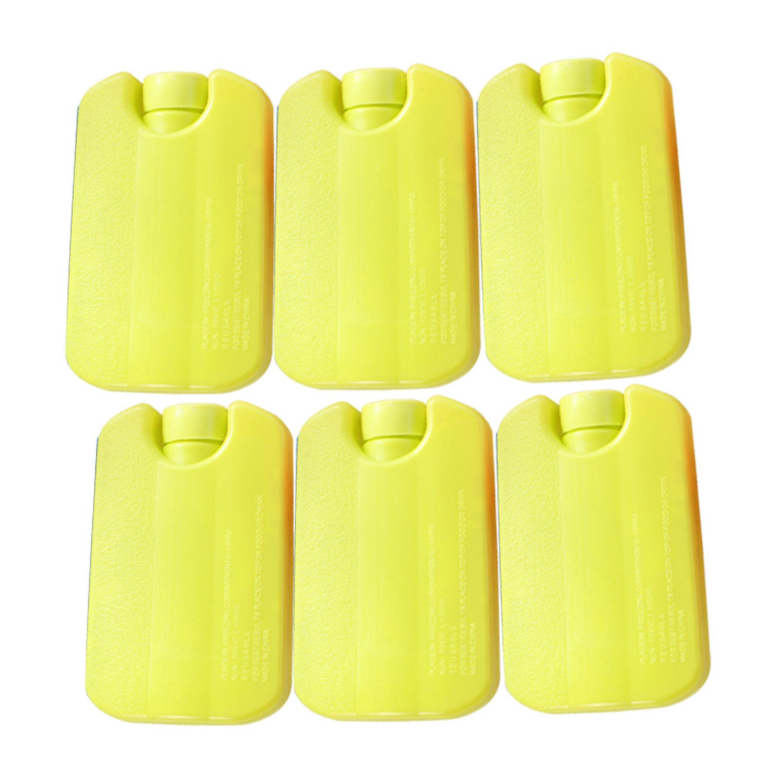koolsoo 6 Pieces Ice Brick Pack Ice Cooler Blocks for Travel Cool Box Portable Space Saving Refreezable for Home Beach Picnic Fishing Yellow