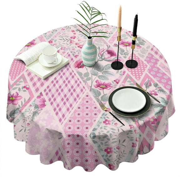 Pioneer Flower Round Tablecloth 60" X 60",Wrinkle Wipeable Table Cloth for Kitchen Dining Room Picnic Patio Party