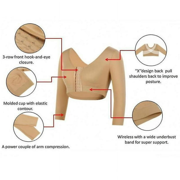 Femmes Shapewear 3/4 manches bras Shaper fermeture avant Compression  soutien-gorge post chirurgie Posture correcteur débardeur 