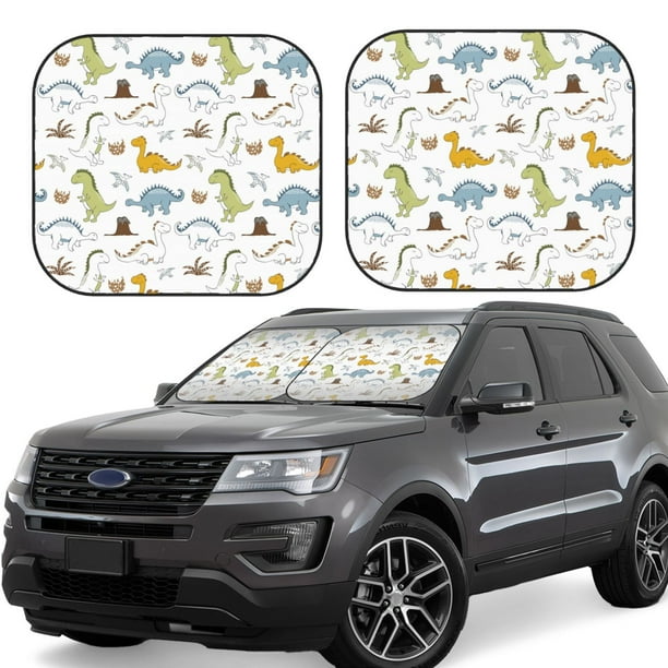 Balery Dinosaur Parasol para parabrisas de coche de 2 piezas | Parasol plegable para parabrisas delantero de coche para la mayoría de sedanes-Large