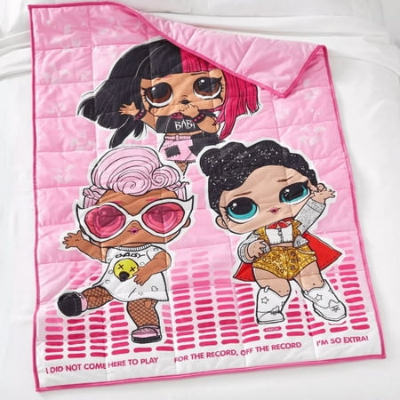 L.O.L. Surprise! Kids Weighted Blanket, “Standing Ovation” Pink, 40" x 60", 5 lbs