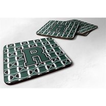 Letter R Football Green & White Foam Coaster