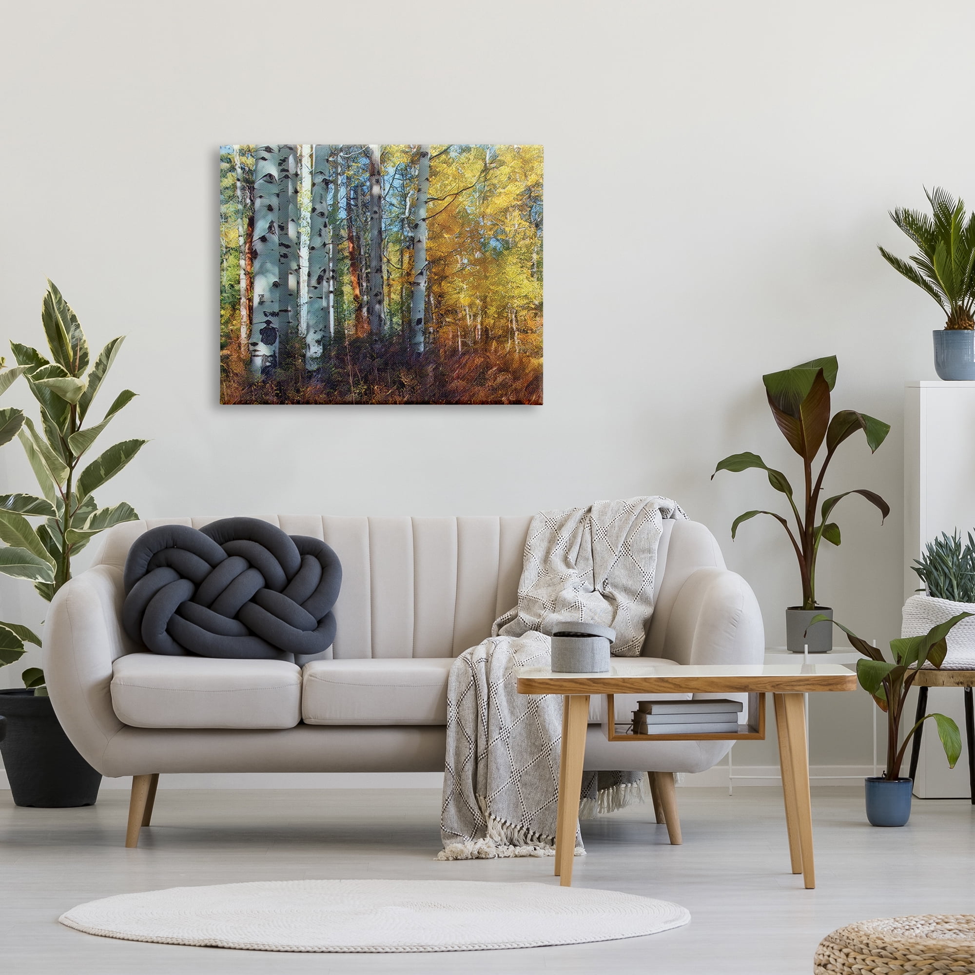 Stupell Industries Cluster of Birch Trees in Yellow Autumn Forest, 30 x 40, Designed by Larry McFerrin