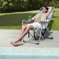 thumbnail image 2 of Heightened Oxford Cloth Beach Chair, Silver White Aluminum Tube, 220 lbs Capacity, Flamingo Pattern, 5-Position Adjustable Backrest, Storage Pouch & Cup Holder, for Picnic, Camping, Outdoor Sports, 2 of 9