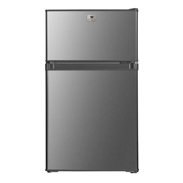 White Westinghouse Refrigerador Frigobar 3 pies 85L Modelo WWCR3085LHS Congelador independiente y Dos Puertas Puerta reversible y Luz interior Condensador interno