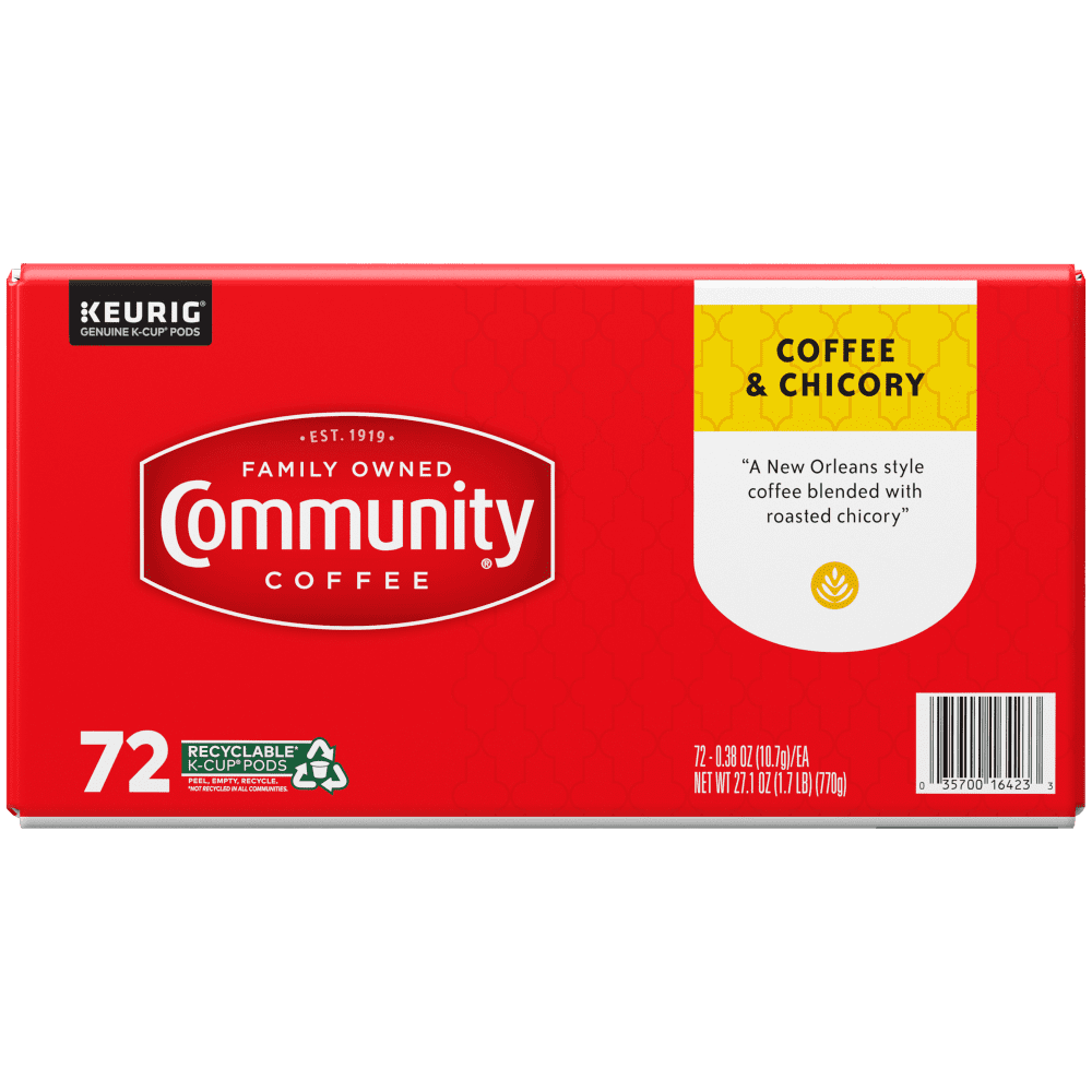 Community Coffee Coffee and Chicory Pods for Keurig K-cups 72 Count