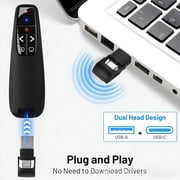 Wireless Presentation Clicker PPT Presenter Remote USB Type C Clicker with Red Laser Pointer Long Range PPT Control -Power Point Google Slide Advancer for Mac Laptop PC Computer Keynote