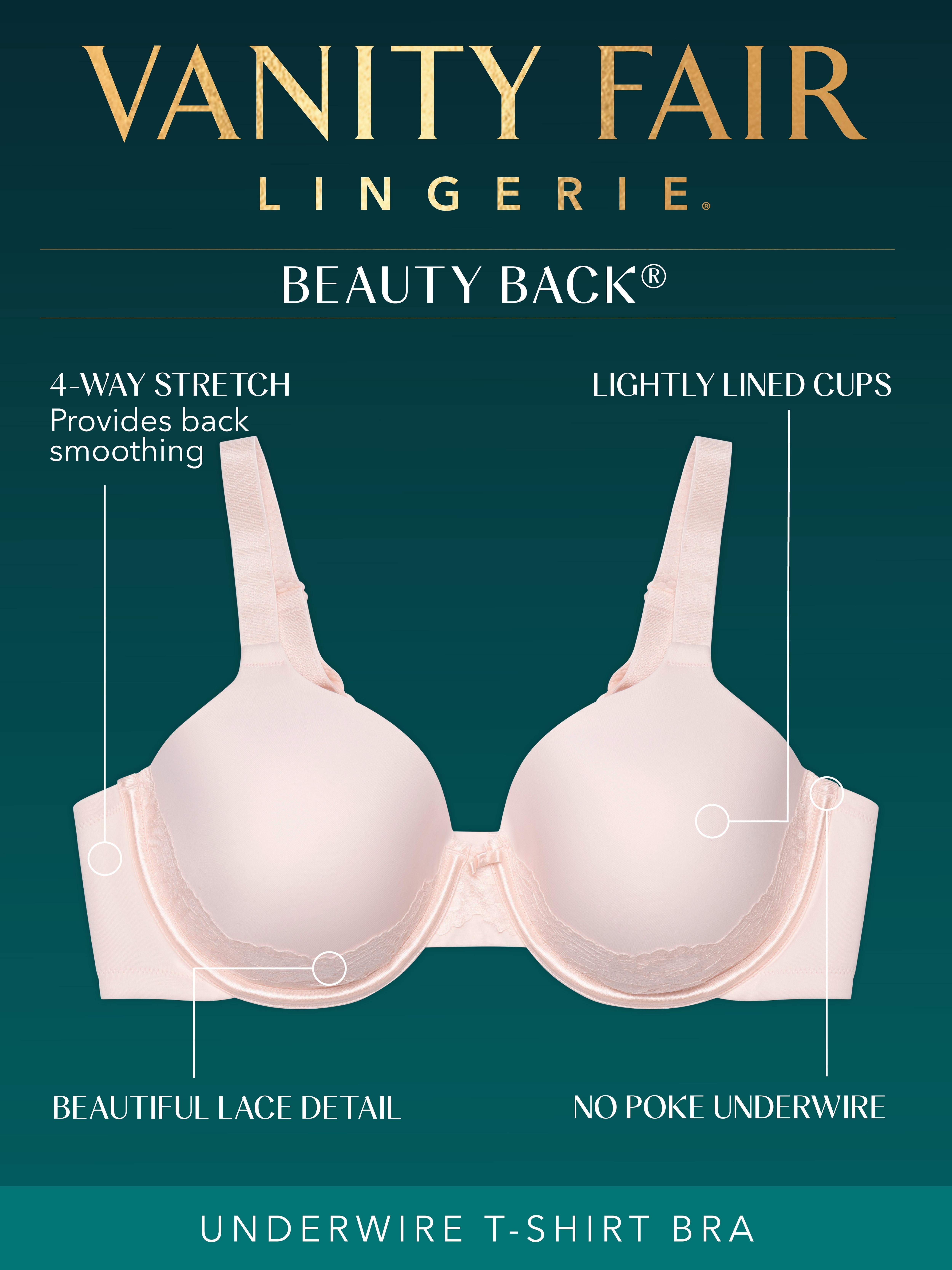 Vanity Fair Lingerie Women's Beauty Back Full-Figure Smoothing Underwire Bra with Lace, Style 76382