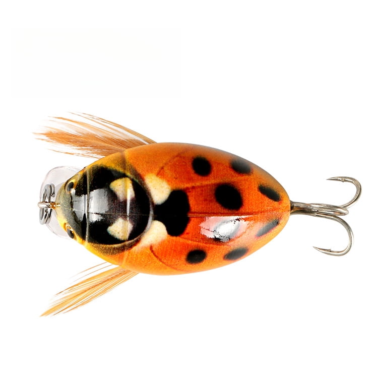 2PC Fishing Lures Jigs 4g Floating Water Small Minnow Fat Bionic Beetle Blood Slot Hook Plastic Fake Fish Bait Set