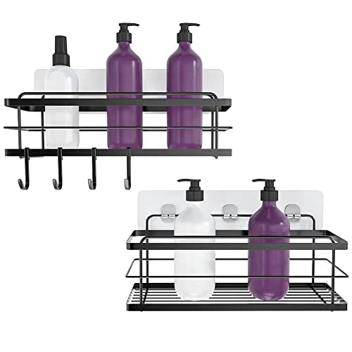 KINCMAX Shower Caddy Basket Shelf with Hooks for Hanging Sponge,No