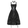 thumbnail image 6 of Jsaierl Women's Gothic Steampunk Corset Dress Square Neck High Low Ruffle Layered Halloween Cosplay Costume, 6 of 8