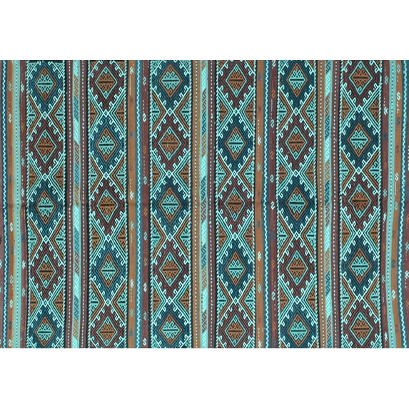 Ahgly Company Indoor Rectangle Oriental Light Blue Traditional Area Rugs, 7' x 10'