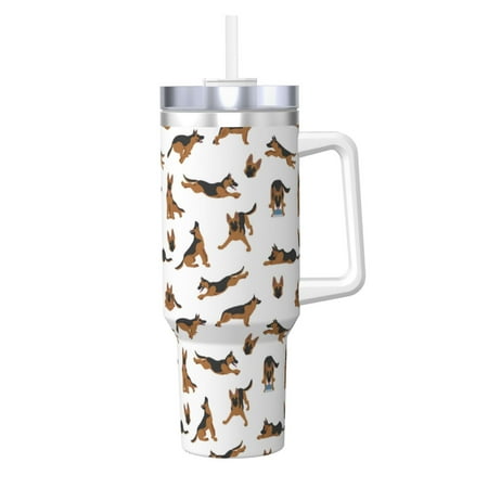 

KLL German Shepherd Dog Print 40oz Stainless Steel Insulated Car Cup Coffee Mug with Spillproof Lid - Keep Your Drink Hot or Cold on the Go