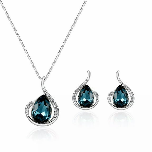 HOOUN Crystal Bridesmaid Jewellery Bridal Wedding Party Necklace Earrings Drop Set