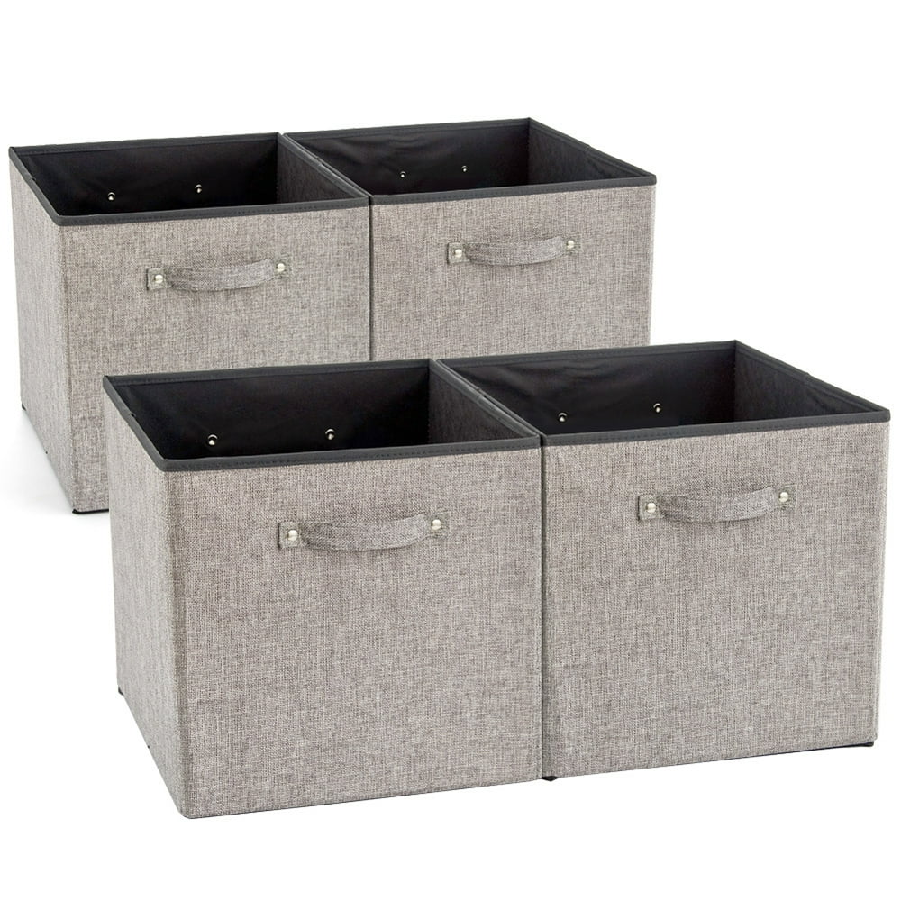 EZOWare 4pc Storage Bins Organizer Boxes with Handles Gray for IKEA