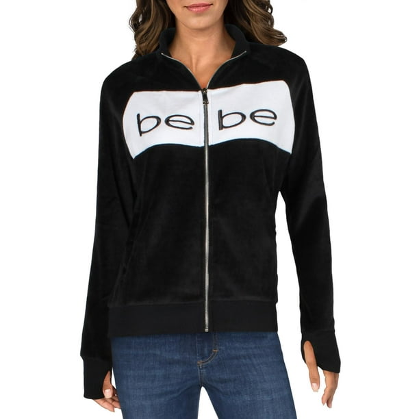 Bebe Bebe Sport Womens Velour Logo Track Jacket Black M Walmart Com Walmart Com