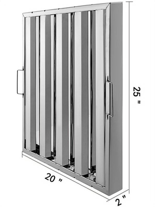 KFFKFF Hood Filters, 19.5W x 24.5H Inch, Pack of 6, 430 Stainless Steel, 4 Grooves Commercial Hood Filters, Commercial Kitchen Range Hood Filter, for Grease Rated Commercial Kitchen Range Hoods
