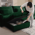 thumbnail image 6 of Corduroy Fabric Ottomans Footrest - Combine with Different Sofa Sizes (Green Corduroy), 6 of 9