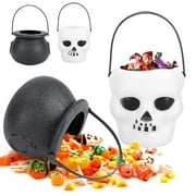 Spencer 6Pcs Halloween Skull Bucket Candy Storage Buckets Candy Bowl Portable Plastic Cauldron Party Favors for Halloween Decoration