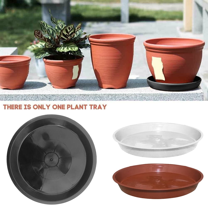 10 pcs, 24cm Plastic Plant Pot Tray Plant Pot Trays for Indoor Outdoor Gardening Black 