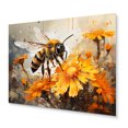 thumbnail image 2 of Designart "Sunflower Bee Animal Vibrant II" Animals Metal Art Living Room, 2 of 5