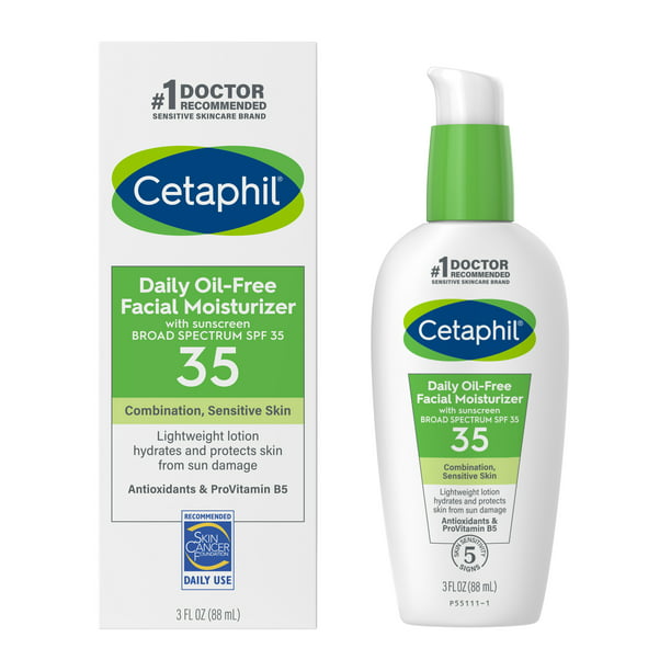 walmart.com | Cetaphil Daily Oil-free Facial Moisturizer with SPF 35 for Sensitive Skin, 3 oz