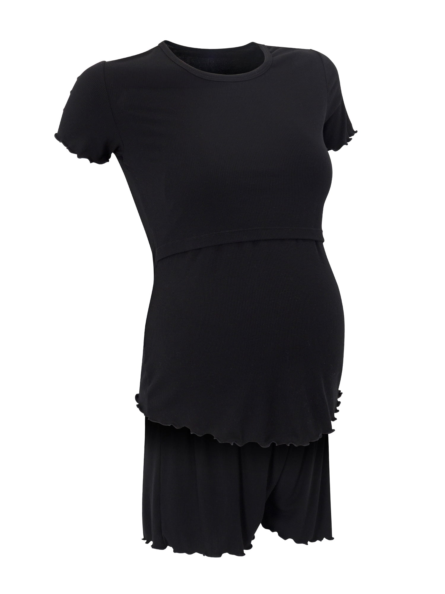 Ingrid & Isabel For Every Belly Women's Maternity Ribbed T-Shirt & Short Sleep Set, Sizes S-XXXL