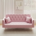 thumbnail image 2 of Glavbiku 71inch Convertible Love Seat Sofa,Retro Velvet Sofa Bed for Small Living Room,Pink, 2 of 14