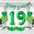 thumbnail image 4 of Green Number 19th Birthday Decoration Set Happy Birthday Banner Balloons 19 Years Old Birthday Party Supplies Helium Balloons Number 19 Balloons Latex Balloon Foil Balloon, 19th Party Balloons, 4 of 5