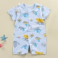 thumbnail image 2 of HCNTES Baby Children Unisex Short Sleeve Jumpsuit Romper Toddler Kids Soft Pajamas Sleepwear Loungewear for Spring Summer(L01-Blue,18-24 Months), 2 of 4