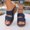 #0125-Navy, variant on Women's Adjustable Strap Wedge Sandals, Open Toe Platform Mules, Cushioned Comfortable Slip On Slippers for Summer Beach Daily Gift