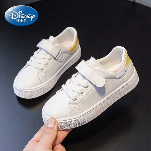 Zapatos de Disney para niños, zapatos informales de dibujos animados de Mickey boy, primavera y otoño, nuevos zapatos blancos transpirables de fondo suave para niñas, plantilla 32 de 20 CM Gao Jinjia LED