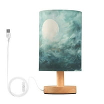 Moon on Sky Bedside Table Lamp LED Warm Lights with USB Charging Port Retro Cylinder Desk Lamps
