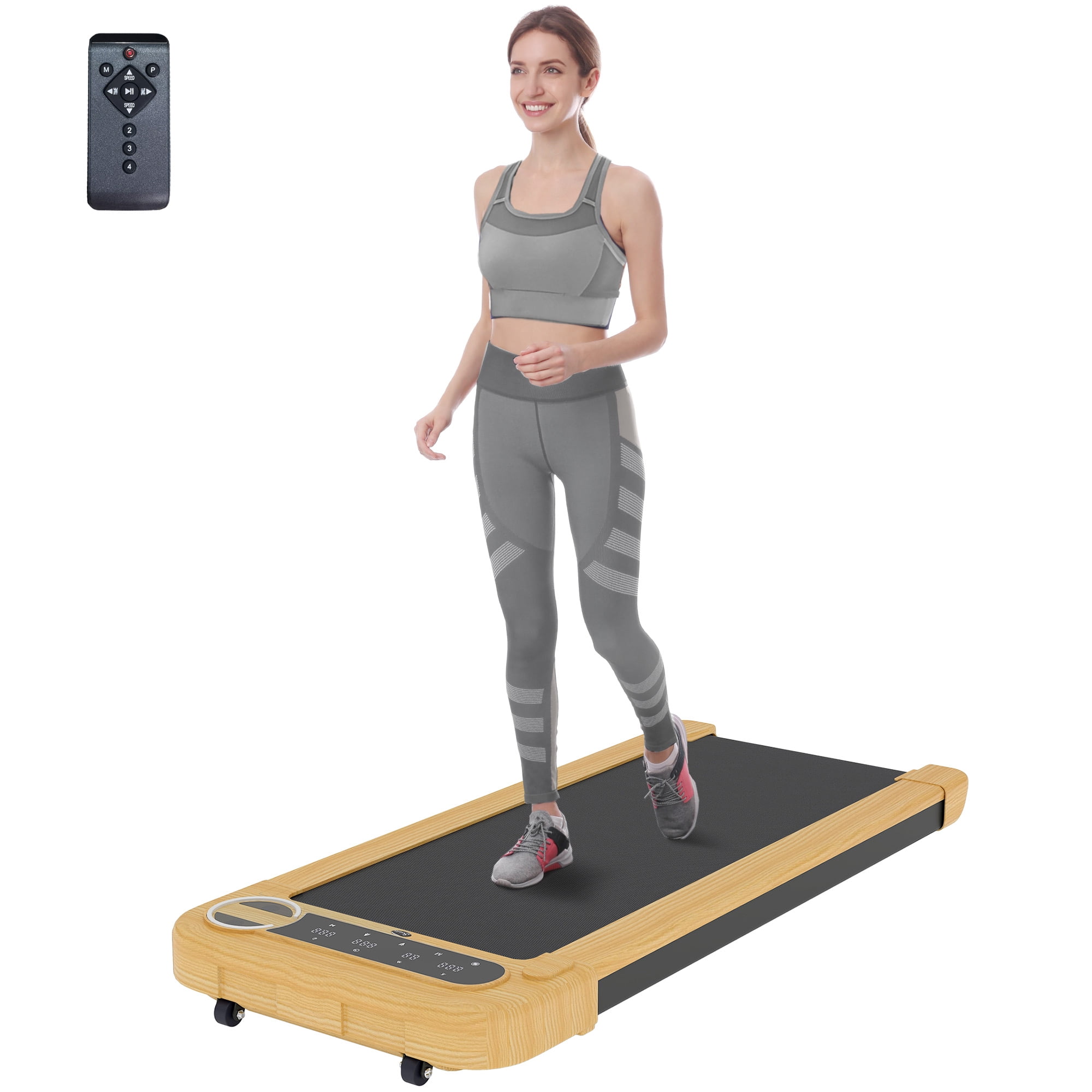 Soozier Walking Pad, 2.5HP Under Desk Treadmill with 17" x 43" Wide Belt, Remote Control, Bluetooth Speaker, Wheels and LED Display for Home Office