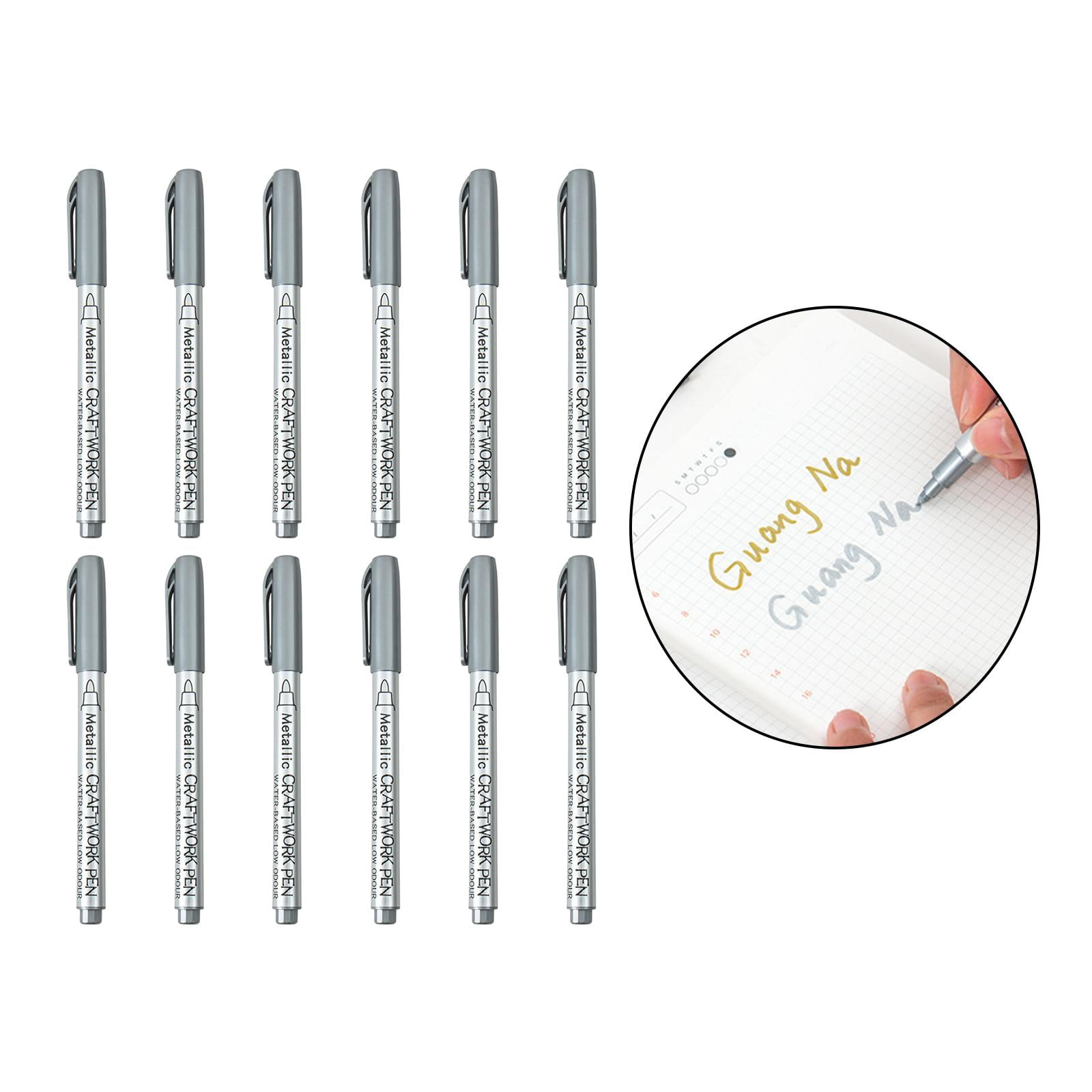 FVDPWYE 12Pcs Paint Pens Set Quick Dry Water based Premium for Mugs Easter Egg Metal Silver