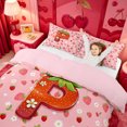 thumbnail image 3 of meiyoeat Kawaii Strawberry Daisy Bedding,Sweet Fruit Initial P Letter Duvet Cover Full For Girl,Pink Reversible,3-Piece,1 Duvet Cover and 2 Pillowcases, 3 of 6