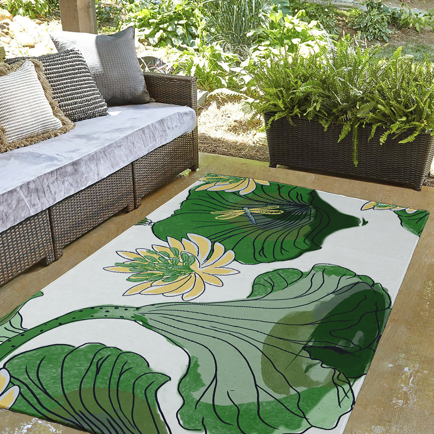 3' x 5' Simply Daisy Lotokoi Oriental Chenille Area Rug, Green