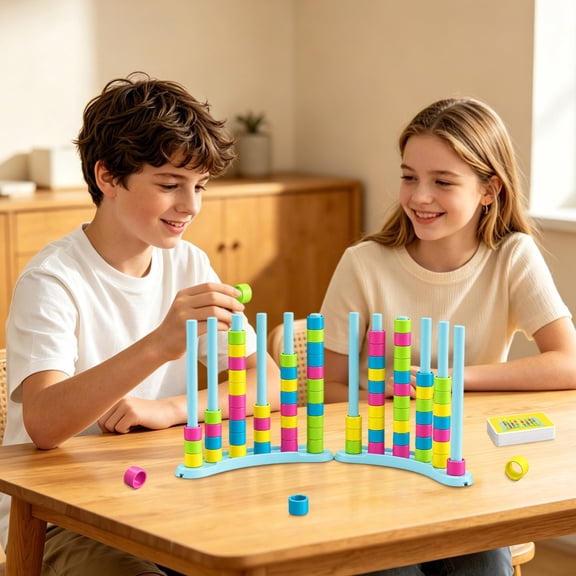 JEKABA Color Matching Challenge Game Fast Pattern Color Sorting & Stacking Challenge Toys for Kids & Adult 2 pack