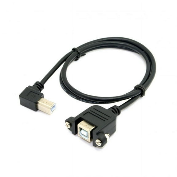 Chenyang CY Right angled USB B Male to Female Extension Cable with Screws for Panel Mount 1m Cable