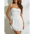 thumbnail image 3 of Women A-Lined Dress, Sleeveless Off Shoulder White Floral Summer Spring Dress, 3 of 9