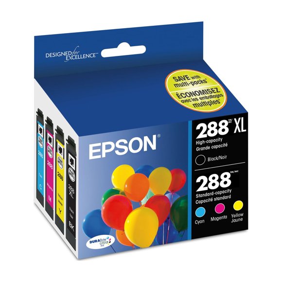 Epson T288XL-BCS Cartridge Ink, 4 Pack, Black